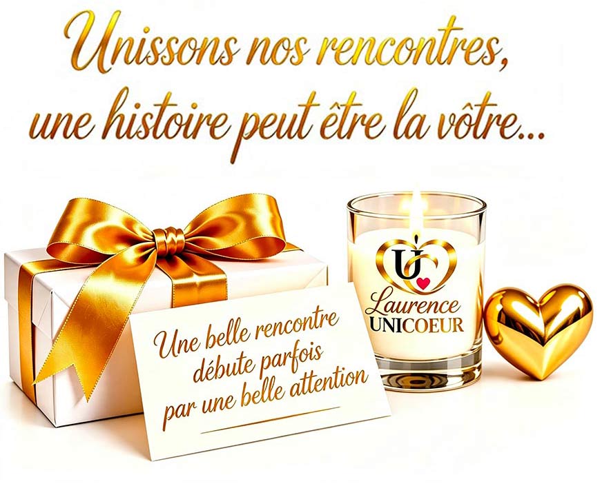 Carte Cadeau - Laurence UNICOEUR : Cambrai, Valenciennes et les environs. Vous souhaitez faire plaisir à une personne et lui donner l’occasion de faire de nouvelles rencontres ? Offrez une rencontre qui peut tout changer. Offrez lui une Carte Cadeau. Une jolie façon de lui donner l’envie d’ouvrir un nouveau chapitre de sa vie et, peut-être, de faire une belle rencontre.